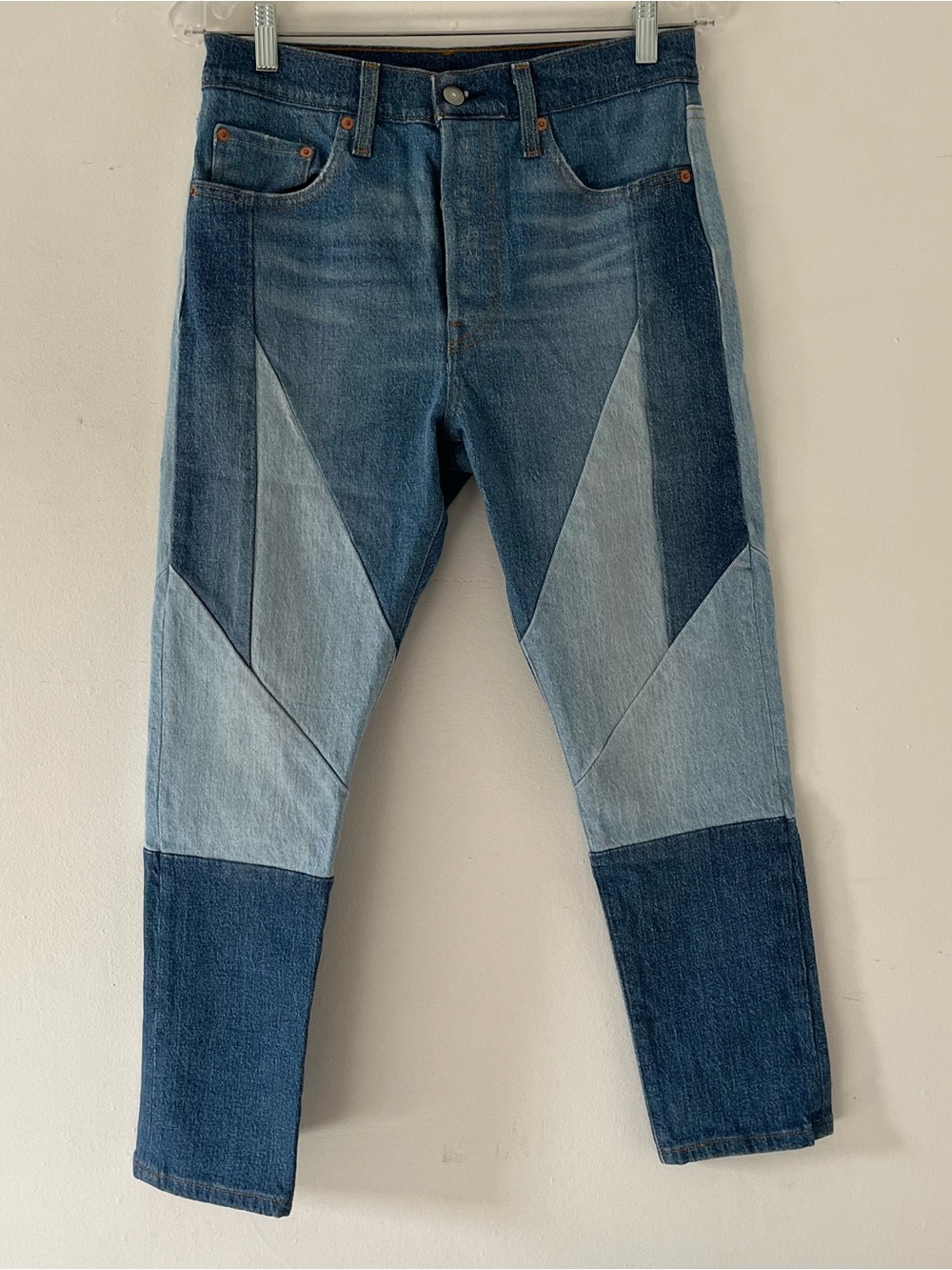 Levi’s 501 Skinny Colorblock Patchwork Geometric Jeans Size 28x26 Premium